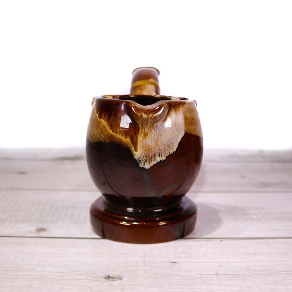 PIPE ASHTRAY Drip Glaze Vintage TOBACCO Brown Drip w Gold Trim Napco Artmark - Picture 2 of 10